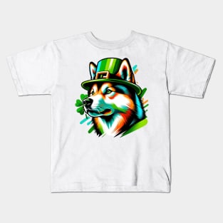 Shikoku Dog Celebrates Saint Patrick's Day in Style Kids T-Shirt